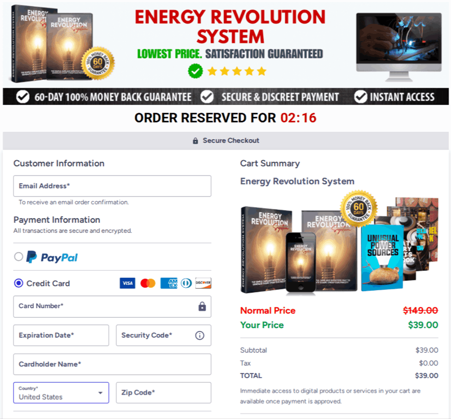 Energy Revolution System Checkout